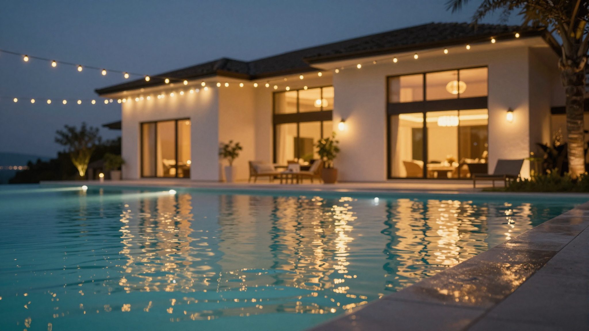 Infinity pool at twilight